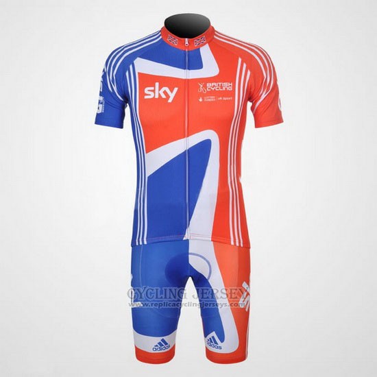 2012 Cycling Jersey Sky Champion Regno Unito Orange and Blue Short Sleeve and Bib Short